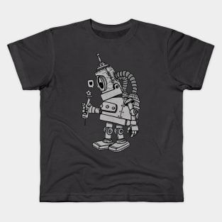 Robot grey in love Kids T-Shirt